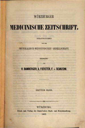Würzburger medicinische Zeitschrift. 3, 3. 1862