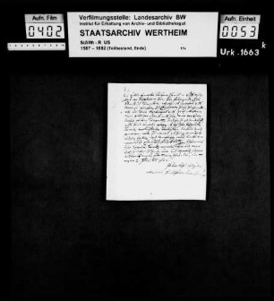 Peter Keyl, Schlosser, verkauft an Graf Ferdinand Karl zu Löwenstein, Wertheim- (Wertheimb), Rochefort einen Acker um 1 Gulden 5 Batzen.