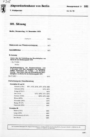 Nr. 101, 14. Dezember 1978