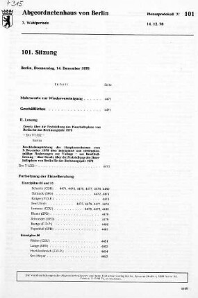 Nr. 101, 14. Dezember 1978