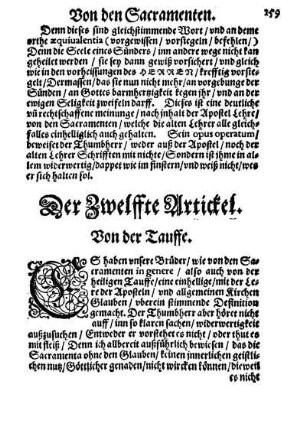 Der Zwelffte Artickel. Von der Tauffe.