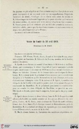 Séance du Comité du 26 avril 1869