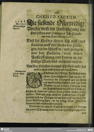 Die siebende Osterpredigt