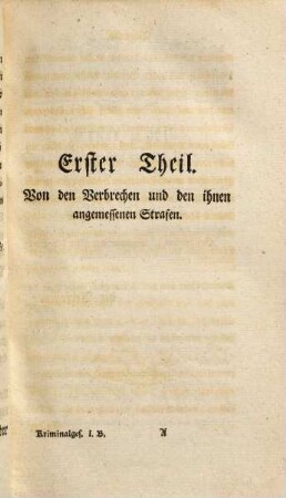Ausführlicher Entwurf zu einem Gesetzbuch in peinlichen und Strafsachen