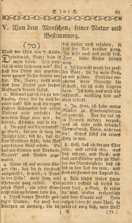 V. Von dem Menschen, seiner Natur und Bestimmung