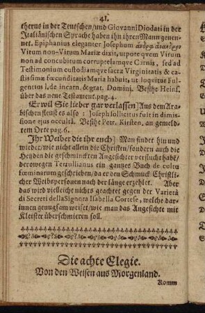 Die achte Elegie. Von den Weisen aus Morgenland.
