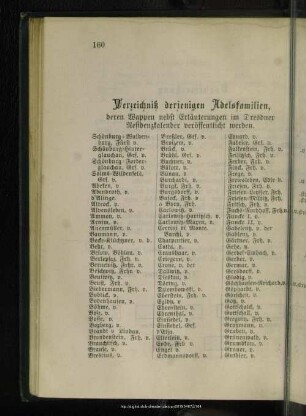 Verzeichniß derjenigen Adelsfamilien