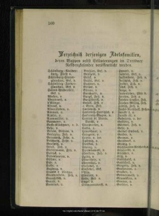 Verzeichniß derjenigen Adelsfamilien