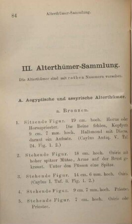 III. Alterthümer-Sammlung.