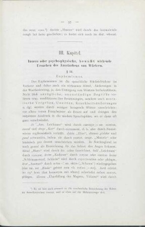 III. Kapitel. Innere oder psycho-physische, bewußt wirkende Ursachen des Aussterbens von Wörtern.