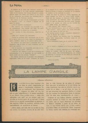La lampe d'argile : (Algunas reflexiones)