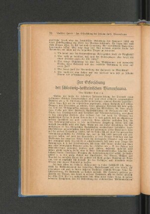 Zur Erforschung der schleswig-holsteinischen Bienenfauna