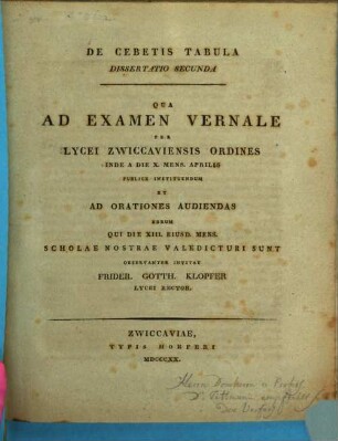 De Cebetis Tabula, II