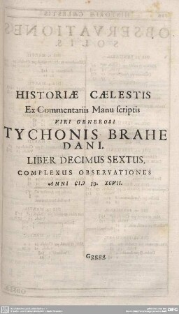 HISTORIAE CAELESTIS ... LIBER DECIMUS SEXTUS ...