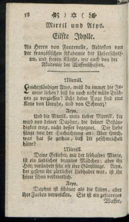 Mirtil und Atys. Eilfte Idylle