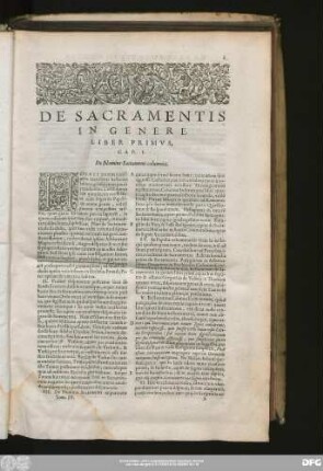 De Sacramente In Genere Liber Primus.