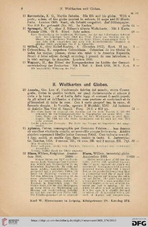II. Weltkarten und Globen (Nr. 20-42)