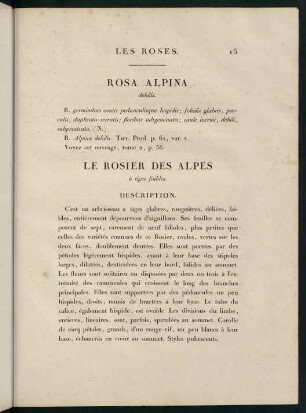 15-16, Rosa Alpina (debilis.) Le Rosier des Alpes (à tiges faibles.)