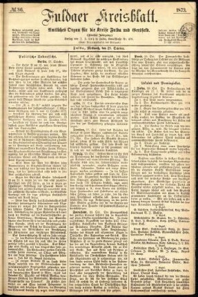 Ausgabe vom Mittwoch, den 29. Oktober 1873.