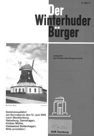 Heft II / April 1993 : Zeitschrift des Winterhuder Bürgervereins