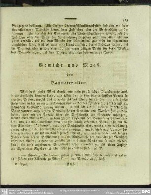 Gewicht und Maaß der Baumaterialien