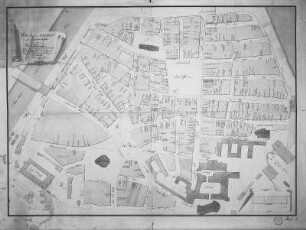 Dresden-Altstadt, Grundriß mit Röhrwasserplan : Dresden, Grundriss mit Rohrleitungsplan, 1769/70