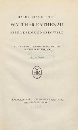 Walther Rathenau : sein Leben und sein Werk