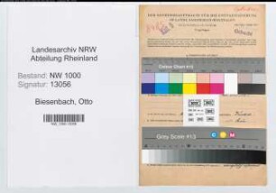 Entnazifizierung Otto Biesenbach, geb. 21.07.1882 (Buergermeister)