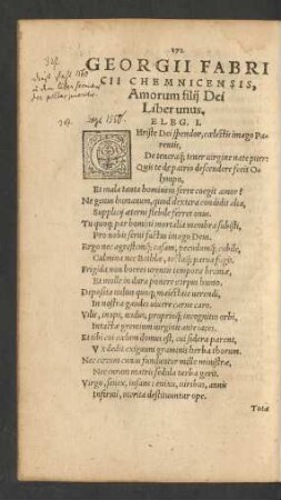 Georgii Fabricii Chemnicensis, Amorum filii Dei Liber unus.