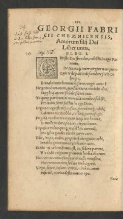 Georgii Fabricii Chemnicensis, Amorum filii Dei Liber unus.