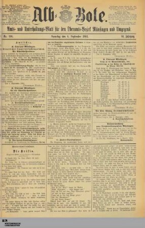 Alb-Bote : Rundschau von der Alb : Münsinger Kreiszeitung : Heimatblatt der Alb