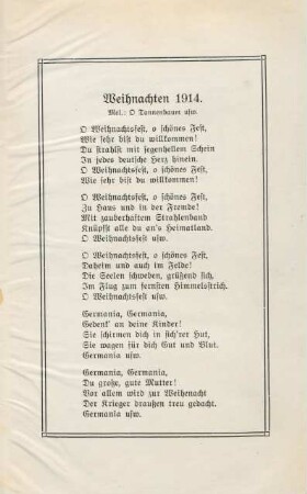 Weihnachten 1914 : Mel.: O Tannenbaum usw.