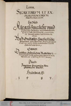 [Dr. Johann Lange?], Rezeptsammlung (a capite ad calcem geordnet; 991 Rezepte)