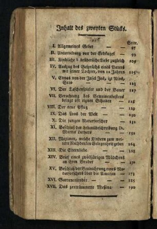 Inhalt des zweyten Stücks
