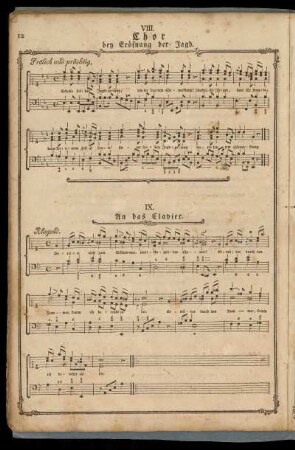 VIII. Schalle froher Jagdgesang.; IX. Bereite mich zum Schlummer.