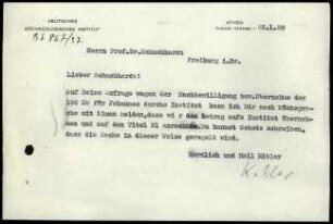 K. Kübler an W.H. Schuchhardt