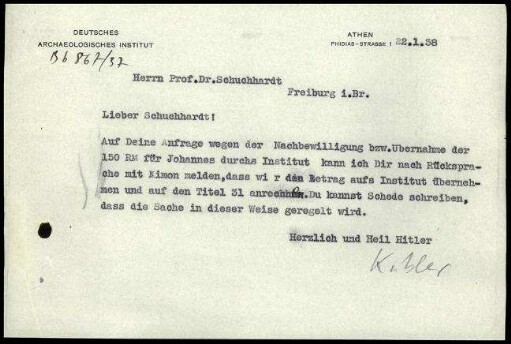 K. Kübler an W.H. Schuchhardt