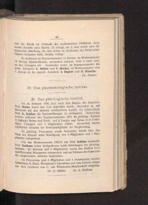 20. Das philologische Institut.