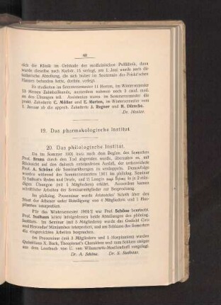20. Das philologische Institut.