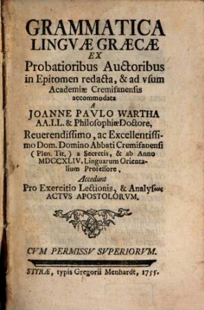 Grammatica linguae graecae