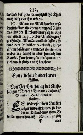 Von etlichen sonderbaren Fällen.