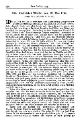 185. Kaiserliches Mandat vom 29. Mai 1775.