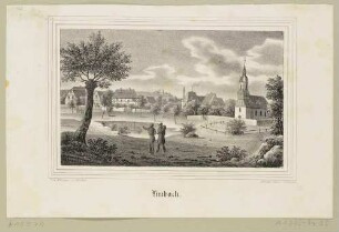 Ortsansicht von Limbach (Oschatz-Limbach) mit der Kirche, aus Sachsens Kirchen-Galerie von Hermann Schmidt, Bd. 3, 1840