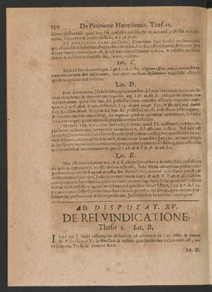 Ad Diputat. XV. De Rei Vindicatione