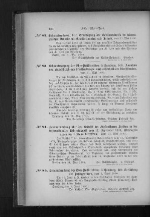 No. 85 Bekanntmachung der Ober-Postdirektion in Hamburg, betr. Errichtung von Postagenturen