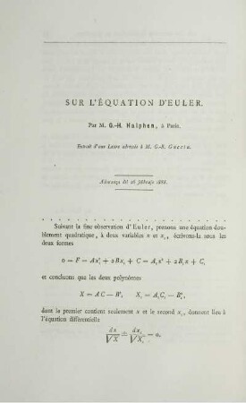 Sur l´équation d´euler.