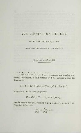 Sur l´équation d´euler.