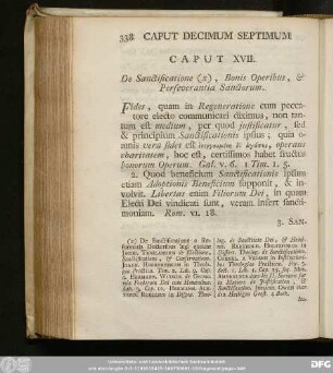 Caput XVII. De Sanctificatione, Bonis Operibus, & Perseverantia Sanctorum.