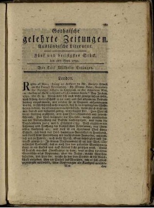 Fünf und dreisigstes Stück, den 3ten Sept. 1791.