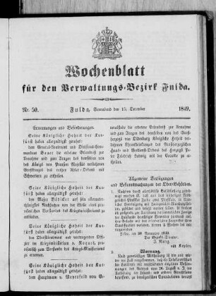 Nr. 50, Ausgabe vom 15. Dezember 1849